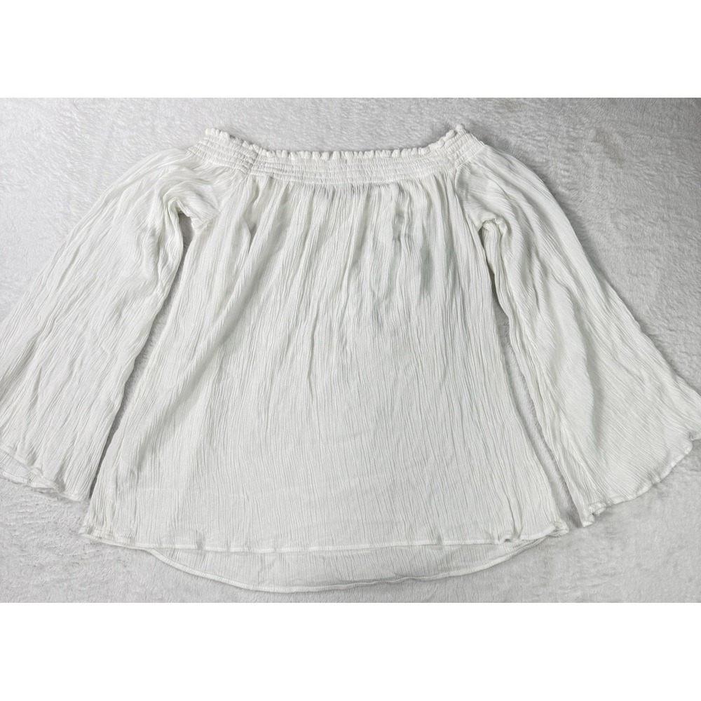LILLY PULITZER Nita Off The Shoulder Top Size Small White Flare Sleeves Studded - Picture 5 of 9